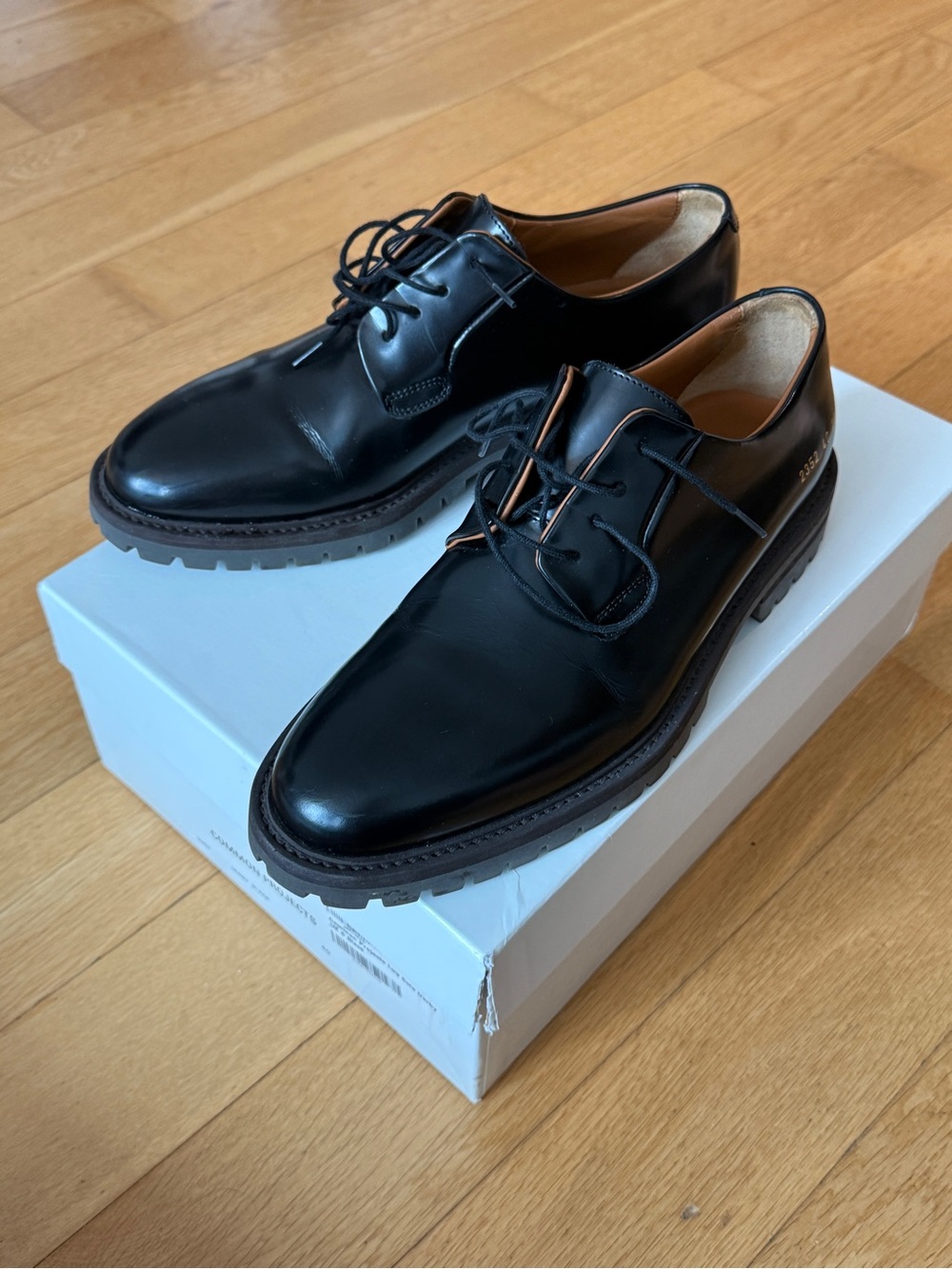 Common Projects Lug Sole Derby Patent Black Men